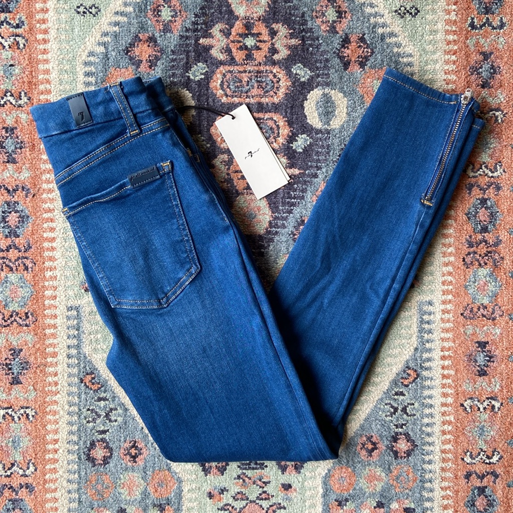 7 For All Mankind Uhr Skinny Jean High Rise Ankle Zip Crop No Filter Denim 24
